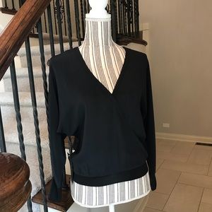 Bebe Dolman Sleeve Wrap Front Top